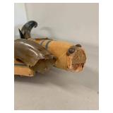 Vintage Decorative Cow Horn Wall Mount & Powder Horn Lot, As Is