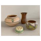 4 Vintage Studio Art Pottery Bowls Vase Roseville Flower Frog Southwest Style