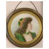 Vintage Framed Portrait Print, Oval Mirror & Ornate Frame Set of 3