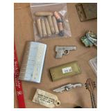 Vintage Mixed Smalls Lot Advertising Compass Bell Mini Guitar Tools