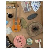 Vintage Mixed Smalls Lot Advertising Compass Bell Mini Guitar Tools