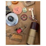 Vintage Mixed Smalls Lot Advertising Compass Bell Mini Guitar Tools