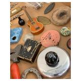 Vintage Mixed Smalls Lot Advertising Compass Bell Mini Guitar Tools