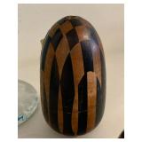 Assorted 7 Pc Art Glass Decor Lot Vase Bud Vases Wood Egg Iridescent