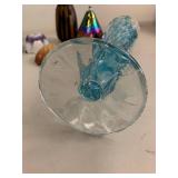 Assorted 7 Pc Art Glass Decor Lot Vase Bud Vases Wood Egg Iridescent