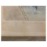 Vintage Framed Hamburg Cremonifleet Signed Etching Print & Inlaid Wood Tray