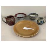 Studio Pottery Stoneware 6 Pc Plates Bowls Pitchers Creamer Good
