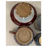 Studio Pottery Stoneware 6 Pc Plates Bowls Pitchers Creamer Good
