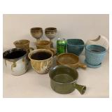 Assorted Studio Pottery Art Pottery 11 Pc Lot Mugs Goblets Planters