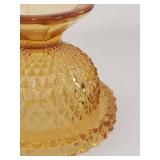 Vintage Amber Pressed Glass Fairy Lamp Candle Holder Diamond Point Viking