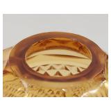 Vintage Amber Pressed Glass Fairy Lamp Candle Holder Diamond Point Viking