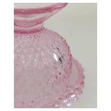 Vintage Pink Pressed Glass Fairy Lamp Diamond Point Footed Shade Viking