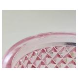 Vintage Pink Pressed Glass Fairy Lamp Diamond Point Footed Shade Viking