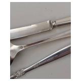 Mixed Flatware Lot Sterling & Silverplate Forks Spoons Knives Servers