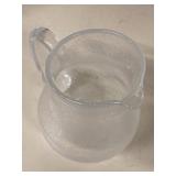 Pair Hand Blown Art Glass Pitchers Clear Bubble Glass Large Small