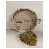 Rustic Saint Julien Hand Painted Tray & Leaf Dish French Country Decor