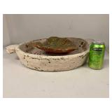Rustic Saint Julien Hand Painted Tray & Leaf Dish French Country Decor