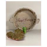 Rustic Saint Julien Hand Painted Tray & Leaf Dish French Country Decor