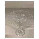 Vintage Etched Glass Decorative Lot Compote Bowl Vase 4 Piece Set
