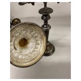 Colour Creations Banker Lamp & 2 Three-Light Candelabras Decor Lot