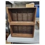 Dark Wood Veneer Cubby Shelves - Pair, 8 Compartments Each