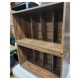 Dark Wood Veneer Cubby Shelves - Pair, 8 Compartments Each