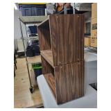 Dark Wood Veneer Cubby Shelves - Pair, 8 Compartments Each