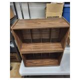 Dark Wood Veneer Cubby Shelves - Pair, 8 Compartments Each