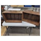 Dark Wood Veneer Cubby Shelves - Pair, 8 Compartments Each