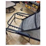 Cantilever Rocking Outdoor Patio Chairs - Woven Beige Fabric, Metal Frame
