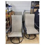 Cantilever Rocking Outdoor Patio Chairs - Woven Beige Fabric, Metal Frame