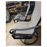 Cantilever Rocking Outdoor Patio Chairs - Woven Beige Fabric, Metal Frame
