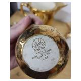 American Disque Co. 22kt Gold Hand Decorated Teapot Set w/ Creamers & Pitcher