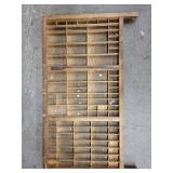 Vintage Wooden Letterpress Type-Case Cabinet with Grid Compartments