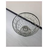 Industrial Metal Wire Basket Plant Stand on Circular Pedestal
