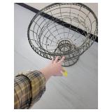 Industrial Metal Wire Basket Plant Stand on Circular Pedestal
