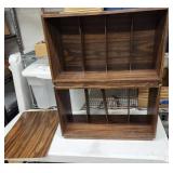 Walnut Finish Wooden Shelf Unit with Vertical Dividers (Lot of 2)