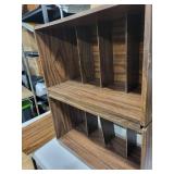 Walnut Finish Wooden Shelf Unit with Vertical Dividers (Lot of 2)