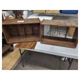 Walnut Finish Wooden Shelf Unit with Vertical Dividers (Lot of 2)