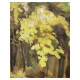 Wallace - Autumn Forest Path Oil on Board Painting, 23 x 18 in