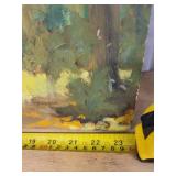 Wallace - Autumn Forest Path Oil on Board Painting, 23 x 18 in