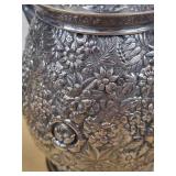 Meriden B. Co. Silver Plate Floral Teapot Set w/Lidded Sugar & Creamer - 1963