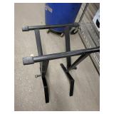 Black Steel Adjustable Work Stand with Dual Top Crossbars - Heavy-Duty Industrial Stand
