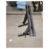 Black Steel Adjustable Work Stand with Dual Top Crossbars - Heavy-Duty Industrial Stand
