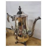 Silverplate Tea & Coffee Service on Ornate Tray - Teapot, Sugar, Creamer