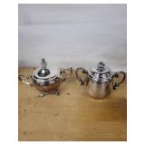 Silverplate Tea & Coffee Service on Ornate Tray - Teapot, Sugar, Creamer