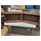 Walnut Wood Veneer Cabinet with 4 Compartments - Pair