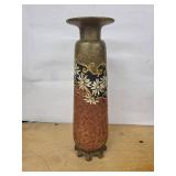 EA France Daisy Motif Vase with Gold Scrollwork - Black & Brown Ground, 14-15 in Tall