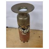 EA France Daisy Motif Vase with Gold Scrollwork - Black & Brown Ground, 14-15 in Tall