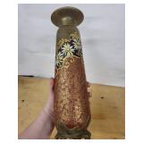EA France Daisy Motif Vase with Gold Scrollwork - Black & Brown Ground, 14-15 in Tall
